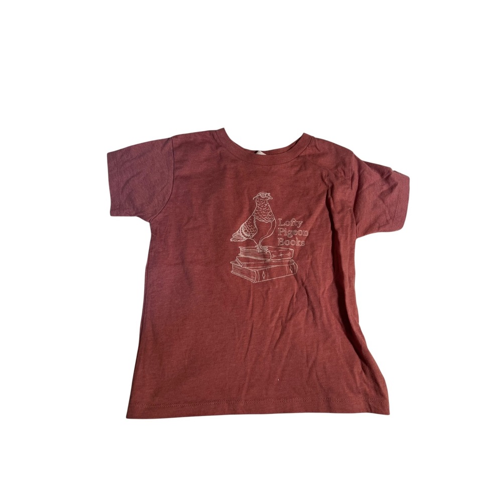 Bella + Canvas Kids Girls Size 5T T-Shirt Lofty Pigeon Books Red Pink Heathered